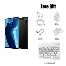 태블릿 글로벌 버전 패드 에어 프로 8 인치 12 코어 google play wps office 12gb ram 640gb rom 7800mah 4g lte 5g wifi pc, 12g 640g 키보드, 영국, 검은 색