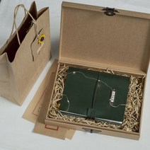 아날로그 수제 노트 포토북 감성 선물 수채화 스케치 종이 백지 그림 학생 손으로 그린 낙서 여행 가계부 루스 리프 일러스트 미술 특수 가죽 메모장, 박스 세트 에메랄드(2색 내부