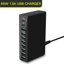 65W 멀티 포트 Usb 유형 C 충전기 QC 3.0 PD 20W 어댑터 10/6/5 다중 고속 전화 충전 스테이션 iPhone Samsung 용, CHINA, Korea Plug_Black 65W 10 Port