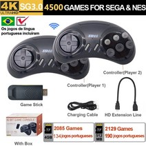 Sega Genesis ru 게임 스틱용 vilcorn 16비트 무선 콘솔 md mega drive 2용 hdmi 호환 레트로 2700+ dendy tv 게임, br로 4500 게임
