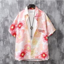 남성 여성 남녀공용 하와이안 셔츠 오버핏 얇은 여름 패션 반팔 바캉스룩 상의 Hawaiian shirt XK0551