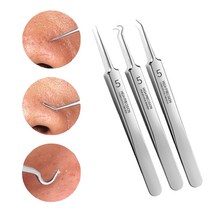 피지집게 피부미용기 좁쌀 비립종 모공제거 전용 피지 코 바늘 제거기 뾰족한 얇은 미용 콧털 뽑기 여드름짜기 피지 여드름 블랙헤드 잡티제거 NO5 핀셋 3pcs 1set