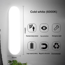 FLZ-모션 센서 캐비닛 라이트 무선 LED 야간 조명 USB 충전식 계단 램프 침실 주방 옷장용, [01] White