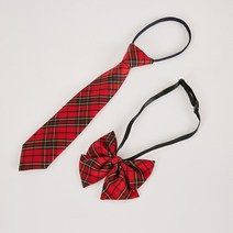 아기전용 넥타이 리본 (레드체크 계열)