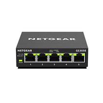 NETGEAR GS305E 매니지드 스위치 5포트 기가비트 이더넷 LAN 스위치 플러스(플러그 앤 플레이 네트워크 스위치 매니지드 IGMP 스누핑 QoS VLAN 팬리스 견고한 메탈 하우징) 블랙 -13645
