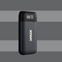 전동킥보드충전기 xtar 휴대용 충전기 18650 powerbank pb2s qc3.0 고속 충전 충전식 배터리 21700 18700 20700 18650 배터리 충전기 호환, 협력사, 우리를, pb2s-블랙