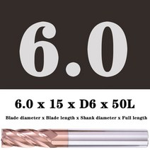 밀링 커터 합금 코팅 텅스텐 강철 공구 가공 Hrc55 엔드 밀 밀링 커터 키트 밀링 머신 공구 cnc 라우터 비, 13 6.0x15XD6X50L