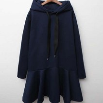 데일로엔 여성용 기모 팁 플레어 후드 원피스