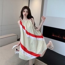 휴양지 나시루즈핏원피스 홀터넥 어깨끈조절 민소매원피스 편한 H라인 미니 프렌치 오렌지색