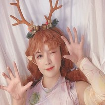 귀여운 동물 캐릭터 루돌프 사슴 뿔 머리띠 [어폼 놀이공원 롯데월드 에버랜드 파티 크리스마스 인싸 소품 특이한 파티용품]