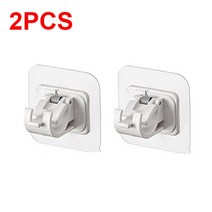 못이 필요 없는 커튼 봉 홀더 클램프 후크 4 개 막대 브래킷 조정 가능한 접착식 벽 고정 클립 걸이 랙, [01] 2PCS- White