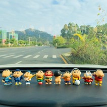 뉴타임즈 차량용 피규어 창의 카툰 용품자동차 스티치 짱구 작은 미니버스 실내 장식품 귀여운 카니버스 스티치 QH28 A15, 03 6개 세트