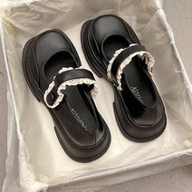 나루니 여성로퍼 메리제인 레이스 프릴 아웃솔 미들힐 벨크로 찍찍이 가을 겨울 5cm 5cm굽