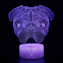 펫드라이룸 반려동물 반려견 드라이기 아크릴 테이블 램프 3D Illusion 애완 동물 강아지 Pug USB LED 조명 홈 룸 장식 터치 원격 제어 밤 빛 생일 선물, [11] SS-1283, [04] Crack base 16colorRC