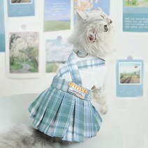 고양이 HOOPET 해군 스타일 Cuate 옷 소녀 작은 개 치마 애완 동물 의류 여름 봄 드레스 강아지, [06] XXL, [02] JK-Green