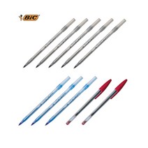 BIC 라운드 스틱 볼펜 1.0 검정색 청색 적색 빅볼펜 set 10입, A SET(검5개입+청5개입)