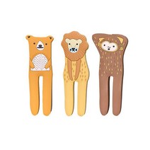 리에르 귀여운 동물원 구부러지는 자석 마스크걸이 3종, 사자 곰 원숭이