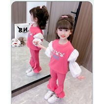 더쭈야 아동 상하복 유아 여아 봄상하복 가을 퍼프소매티 핑크 등원 자매룩