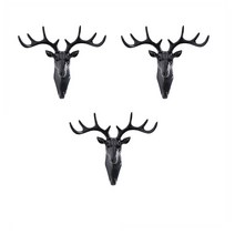 모던리빙 벽걸이 인테리어 후크 옷걸이 사슴, 블랙, 3개