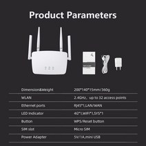 lte라우터 휴대용 와이파이 라우터 포켓파이 dbit 4g cpe 무선 sim 카드-wifi rj45 wanlan 무선 모뎀 트래픽 공유를 위해 32개 장치 지원, 유럽 ​​버전