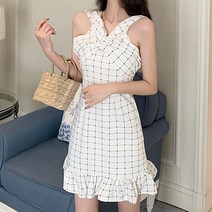 밑단프릴 비치원피스 오프숄더 미니원피스 크로스 꼬임 랩스타일