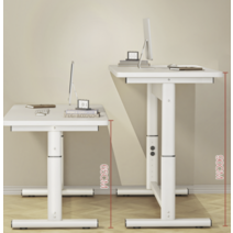낮은책상 65cm 높이 키작은 리프트데스크 수동 높이조절 여성용 여성책상, 올화이트 80x60x65-90cm