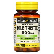 메이슨 내추럴 통 허브 밀크씨슬 500mg 캡슐 60정 하루 1정 2개월분, 1개