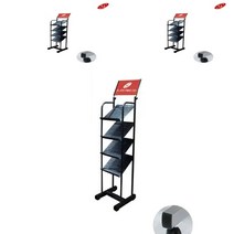 카다로그 스탠드 CDS-404 A4 4단 바퀴추가 브로셔거치대 카달로그거치대 카탈로그거치대, 실버