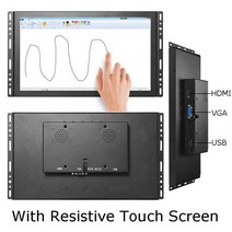 휴대용모니터 포터블모니터 터치 뷰 오픈 프레임 스크린 VGA HDMI USB 산업용 등급 저항 및 정전 용량 IPS 금속 1366*768 11.6 인치, 2.Resistive Touch