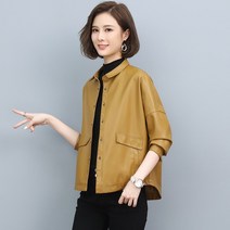 여성 봄 가을 가죽자켓 정품 가죽 가죽 여성용 짧은 Haining 양 가죽 자켓 30