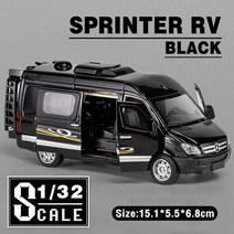 캠핑카 카라반 용품 캠핑 scale 132 benz sprinter rv 금속 다이 캐스트 합금 장난감 자동차 모델 트럭 소년 차량 취미 앰프 수집품, 검은색
