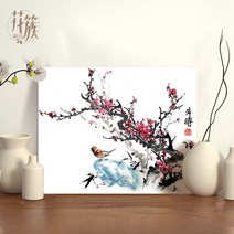 봄꽃 나무 불교 참새 동양화 명화 대형 유화그리기 매화 벚꽃, 60x75cm_도구포함, 5212