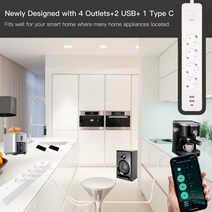 MOES 와이파이 원격 제어 EU Tuya 스마트 전원 스트립 서지 보호기 4 플매트 카펫 러그 모니터 소켓 2 USB 1 C APP 음성