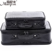 미용 가위가방 빗 바리깡 휴대용 도구 정리 수납 헤어 메이크업 스타일리스트 이발 정리 출장 시험 바버샵 접이식 악어패턴 케이스 hair stylist scissors bag, 블랙 방수 캔버스