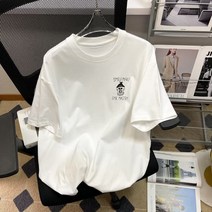트렌디한 만화 캐릭터 프린트 여름 새로운 느슨하고 편안한 남성 캐주얼 반팔 티셔츠