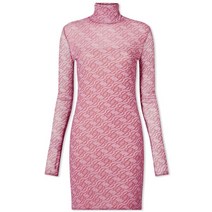 블루마린 Blumarine High Neck Mesh Mini Dress - Bubblegum & Rouge Noir