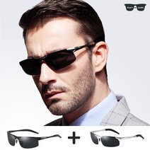 플레이앤케어 편광선글라스 등산 낚시 골프 스포츠고글 1+1, 실버-블랙-& 실버-블랙