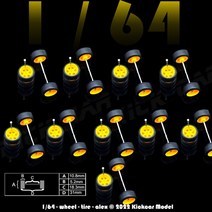 구르마바퀴 고무 타이어 포함 핫휠용 1/64 10 세트 기본 모델 자동차 변형 부품 레이싱 차량 완구 토미카, 11 Yellow X 10 Sets