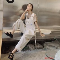 puildaug 여름 패션 성격 정장 버팀대 여성 느슨한 슬림 허리 캐주얼 넓은 다리 바지 점프 수트