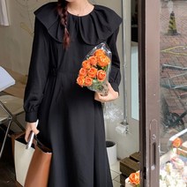 나비 9월 10월 결혼식 하객룩 빅카라 롱 플레어 원피스 가방순이