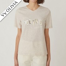 인디안 [비비올리비아] 브이넥 원포인트 프린트 티셔츠 VVBASYM3272