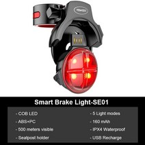 자전거 부품 로터Toptrek-자전거 미등 스마트 자동 시작/중지 브레이크 감지 라이트 IPx6 방수 LED USB, [03] SE01