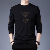 히라주쿠 유럽 명품 스타일 크라운 간지 기모 라운드 남성 티셔츠 긴팔 HLA1