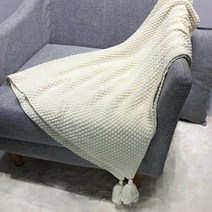 태슬 니트 담요 부드럽고 따뜻한 니트 담요 포근한 담요 110*150CM 손뜨개 니트 블랭킷 담요