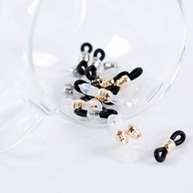 가배리본 안경걸이 실리콘 8자고리, 투명화이트골드