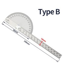 180 도 각도기 금속 각도 측정기 눈금자 목공 도구 측정 스테인레스 스틸 각도계, Protractor Type B
