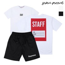 세븐퍼센트 슈프림 반팔SET_여름 데일리 코디 세트_스태프 반팔티+체커반바지