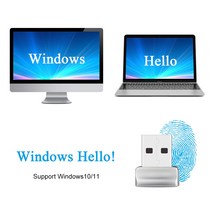 지문인식USB 금속 판독기 모듈 휴대용 장치 노트북 PC 생체 보안 키 Windows10/11, 단일옵션