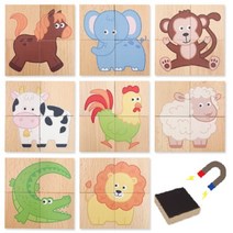 VIGA 17개월 엄마표교육 동물 자석 원목 퍼즐 장난감 발달 개발 4세