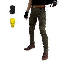 카멜롯 오토바이 라이더 바이크진 슬림핏 청바지 팬츠, 카고팬츠카키+일반형보호대